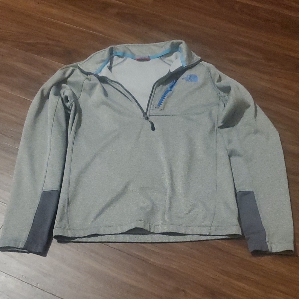 The North Face Women's Gray and Blue Half-Zip Jacket